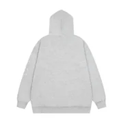 Back view of the Sp5der I Heart SP5 Souvenir Hoodie in gray, featuring a loose fit and premium cotton-blend fabric.