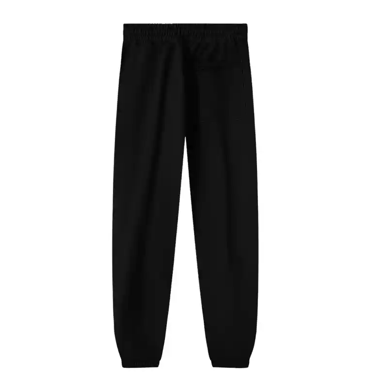 The back view of the black Sp5der Jeffery sweatpant, featuring a clean design perfect for any casual streetwear outfit.