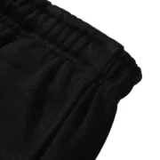 A close-up detail shot of the premium black fabric texture used on the Sp5der Jeffery Sweatpant in a black colorway.