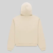 The back view of the Sp5der Mixed Stone OG V2 Zip Hoodie in Cream color, showcasing its premium 13oz cotton fleece fabric.