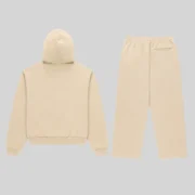 Back view of the Sp5der Mixed Stone OG V2 zip tracksuit in cream, featuring heavyweight 100% cotton fleece construction.