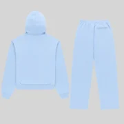 Back view of the Sp5der Mixed Stone OG V2 Zip Tracksuit in Rock Blue featuring premium 13oz cotton fleece fabric.