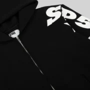 Sp5der Mx555 Zip Hoodie 'Black' close up