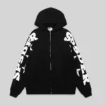 Sp5der Mx555 Zip Hoodie 'Black' front view