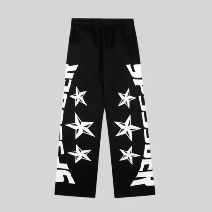 Sp5der Mx555 Zip Sweatpant 'Black' front view
