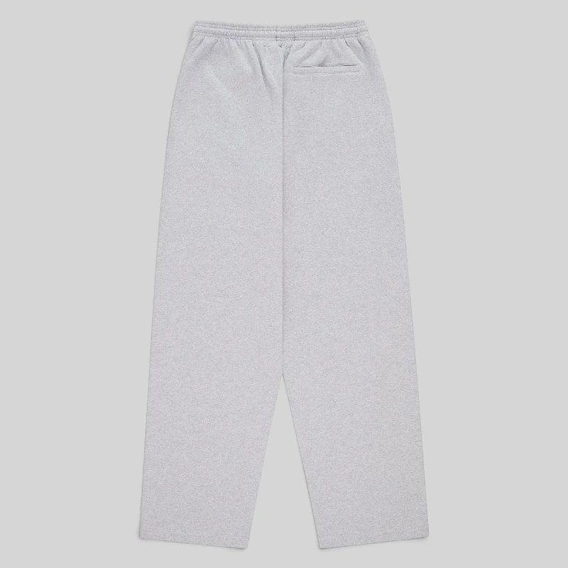 Back view of the premium heavyweight 13oz cotton fleece Sp5der Mx555 sweatpants in Heather Grey with a relaxed fit.