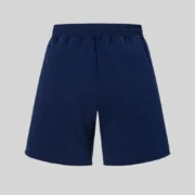 Back view of the Sp5der OG Web Logo Sweat Shorts in Navy Blue, featuring a premium 100% cotton fleece standard fit.