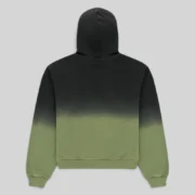 Back view of the Sp5der OG Web Ombre Hoodie in black, featuring a striking black-to-olive-green gradient colorway.