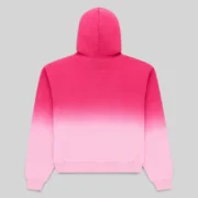 Back view of the Sp5der OG Web Ombre Hoodie in pink, featuring a heavyweight 13oz cotton fleece streetwear design.