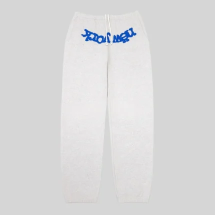 Back view of the Sp5der OG Web V2 Knicks Home sweatpants in grey, featuring a premium fleece design and iconic branding.