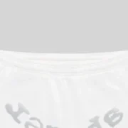 Close-up view of the Sp5der OG Web V2 Ombre Sweatpants in Sport Grey, highlighting the 13oz cotton fleece fabric texture.