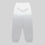 Front view of the Sp5der OG Web V2 Ombre Sweatpants in a Sport Grey colorway featuring a signature web graphic print.