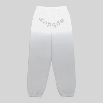 Front view of the Sp5der OG Web V2 Ombre Sweatpants in a Sport Grey colorway featuring a signature web graphic print.
