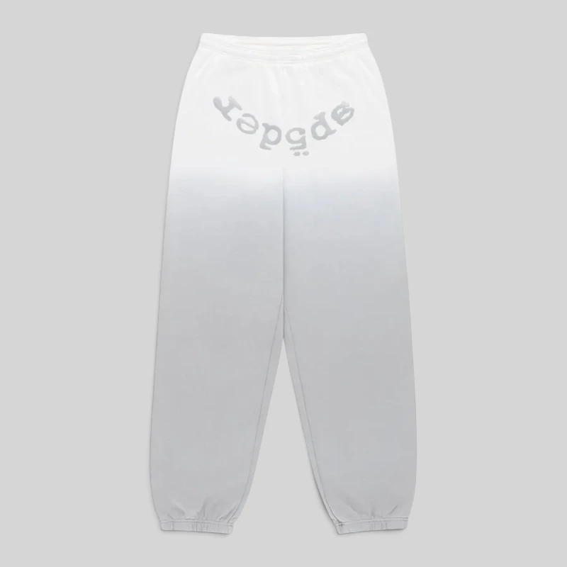 Front view of the Sp5der OG Web V2 Ombre Sweatpants in a Sport Grey colorway featuring a signature web graphic print.