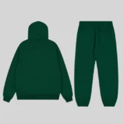 Sp5der OG Web Studded Tracksuit in green showing the back view of the hoodie and matching sweatpants from the collection