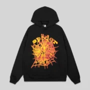Sp5der Og Web V2 Hoodie 'Black' front view