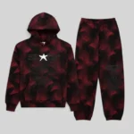 Sp5der Plaid Splatt Tracksuit in Black featuring a signature heavyweight cotton fleece hoodie and matching pants set.