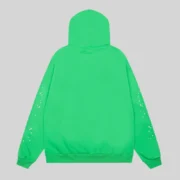 Sp5der Punk V2 Rhinestone Hoodie 'Bright Green' back view