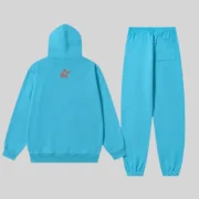 Back view of the Sp5der Punk V2 Tracksuit in Sky Blue featuring premium heavy-weight cotton fleece construction.