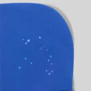 Blue Sp5der Rhinestone Punk V2 hoodie featuring detailed star-shaped rhinestone embellishments on the hood fabric.