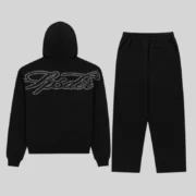 Back view of the Sp5der Rhinestone Script Full Zip Tracksuit in black, featuring rhinestone-embellished branding.