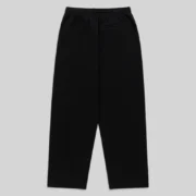 Back view of black Sp5der Rhinestone Script wide-leg sweatpants in premium 13oz cotton fleece for streetwear.