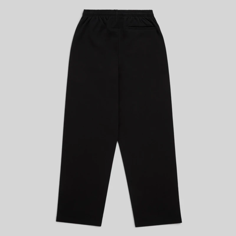Back view of the Sp5der Screaming Eagle Sweatpants in black, made from 13oz premium cotton fleece for streetwear.