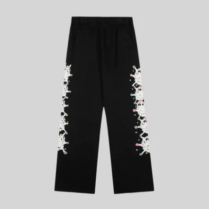 Sp5der Stone sweatpant 'Black' front view