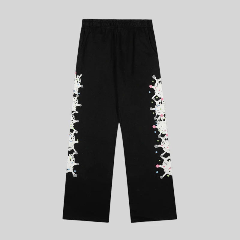Sp5der Stone sweatpant 'Black' front view