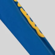 Close-up view of the Sp5der Beluga sweatpants in TC Blue, showcasing the signature yellow star graphic print on the leg.