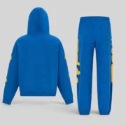 Back view of the official Sp5der Beluga Tracksuit in TC Blue, featuring premium heavyweight cotton fleece design.
