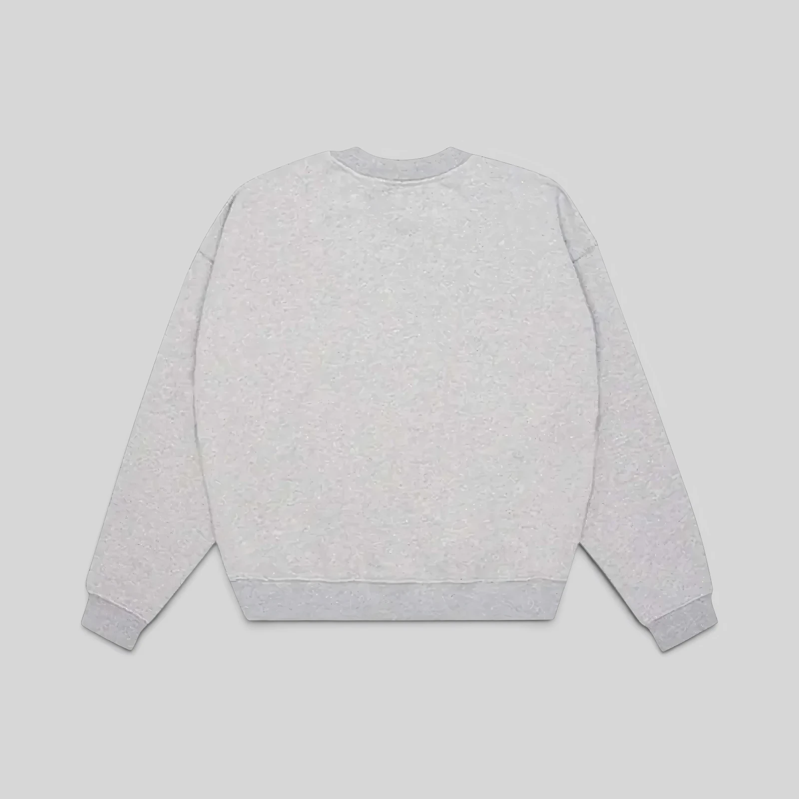 Back view of the Sp5der Varsity Web Crewneck in grey featuring 100% cotton fleece with a premium rib knit trim design.