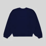 Back view of the Sp5der Varsity Web Crewneck in navy blue, featuring premium 13oz cotton fleece construction.