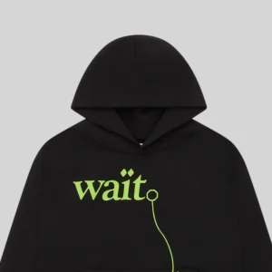 Sp5der Wait Hoodie 'Black' close up