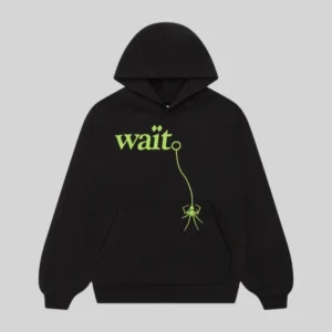 Sp5der Wait Hoodie 'Black' front view