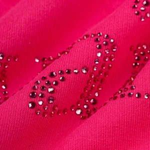 Sp5der Wait Stone Rhinestone Hoodie 'PInk' close up