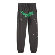 Sp5der Wait Web Sweatpant in Slate-Green featuring signature distressed web print and iconic graphic branding detail.