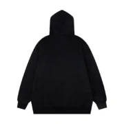 Back view of the black Sp5der Web Hoodie, showcasing its premium quality fabric and comfortable loose fit.