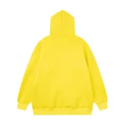 Back view of the vibrant yellow Sp5der Web hoodie featuring a premium loose fit and iconic graphic design style.