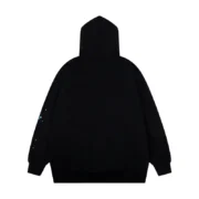 Back view of the black Sp5der Worldwide Angel Number 555 hoodie showing the premium cotton blend streetwear design.