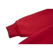 Close-up view of the sleeve detail on the Sp5der Worldwide Red Angel Number 555 hoodie in a vibrant red colorway.