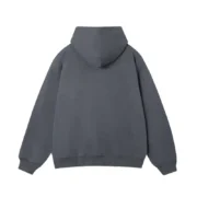 Back view of the premium Sp5der x Heroes and Villains hoodie in a versatile grey color, showcasing its loose fit.