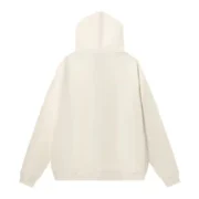 Back view of the cream-colored Sp5der x Mariah the Scientist Scorpion hoodie, showing its clean and minimalist design.