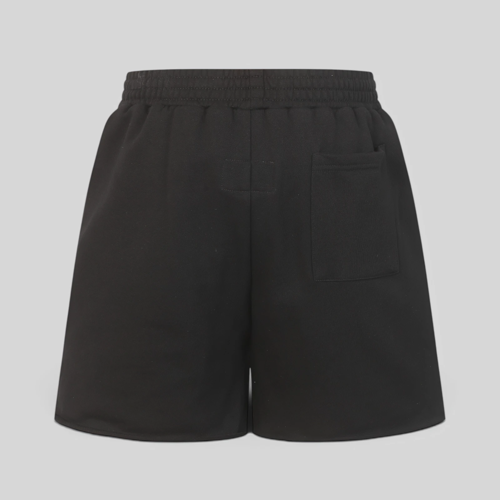Back view of the black Sp5der x UY Scuti sweatshorts from the FW25 collection featuring a relaxed athletic fit.