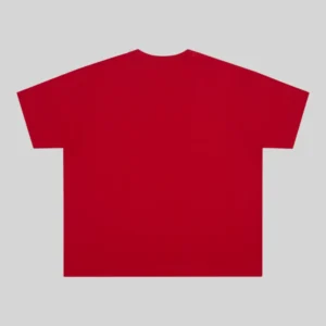 Back view of the vibrant red Sp5der Rodeo Poster Tee from the Archive collection in a standard streetwear fit.