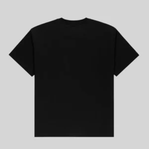Back view of the black Sp5der Araignée Tee showing a simple minimalist design on a plain grey background studio shot