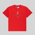 Red Sp5der Araignée Tee featuring an Atlanta Paris Eiffel Tower front graphic on premium 6.5 oz cotton streetwear