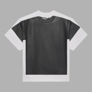 Sp5der Overprint Araignee Tee in white and black showing the back view with a large black graphic print design.