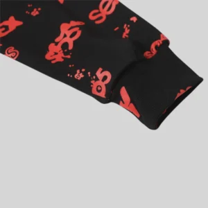 Sp5der Sex AOP Hoodie 'Black' close up
