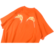 Back view of an orange Sp5der Arach graphic tee featuring a bold urban streetwear design and a signature logo print.